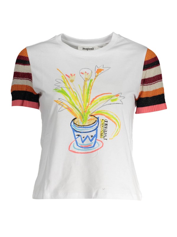 DESIGUAL TRICOU CU MÂNECĂ SCURTĂ DAMĂ ALB